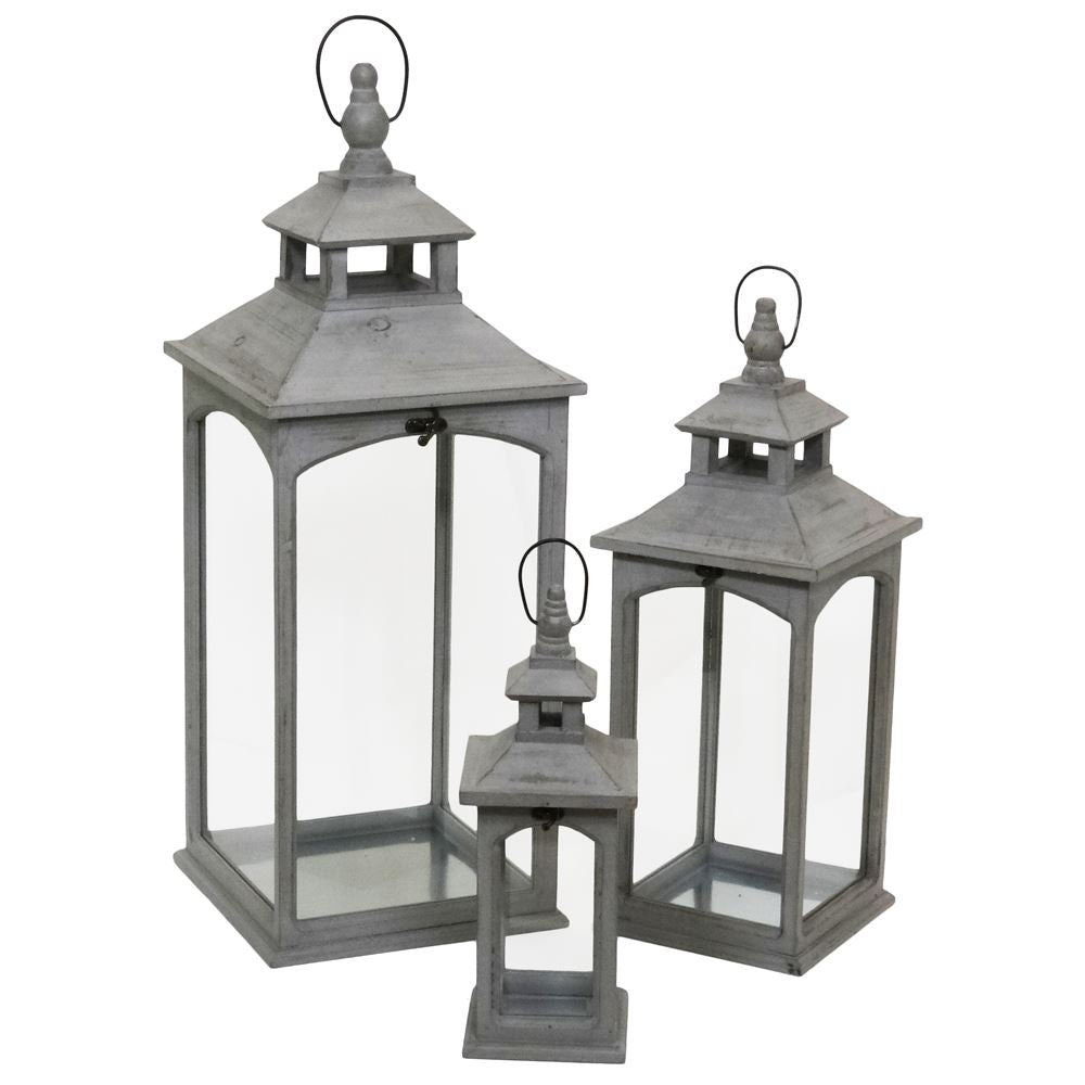 Set of 3 Grey Lanterns