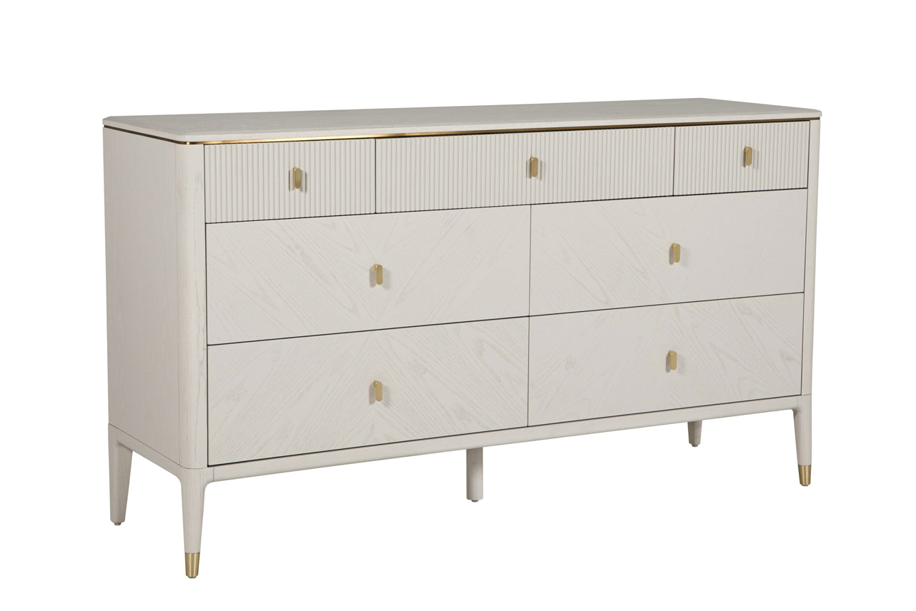 Diletta Chest of Drawers Ribbed Stone
