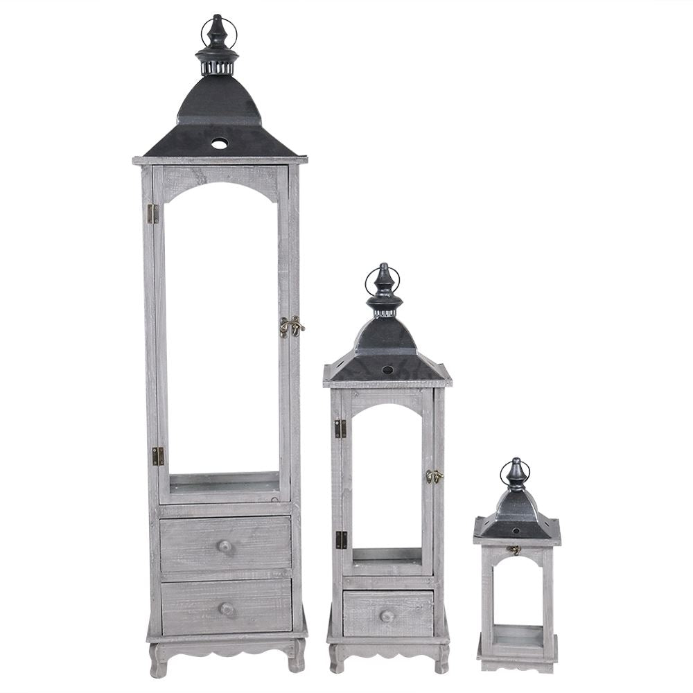 Set of 3 Grey Lanterns