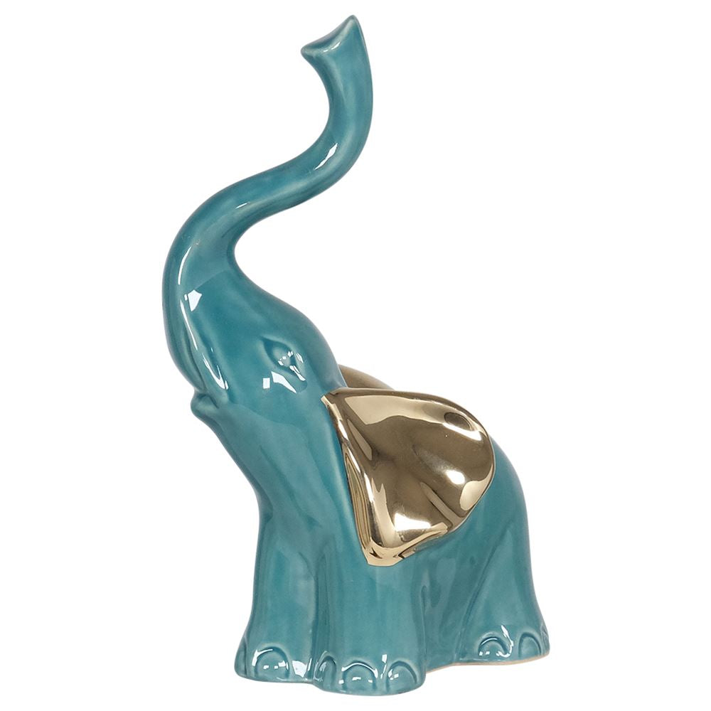 Teal and Gold Elephant Ornament